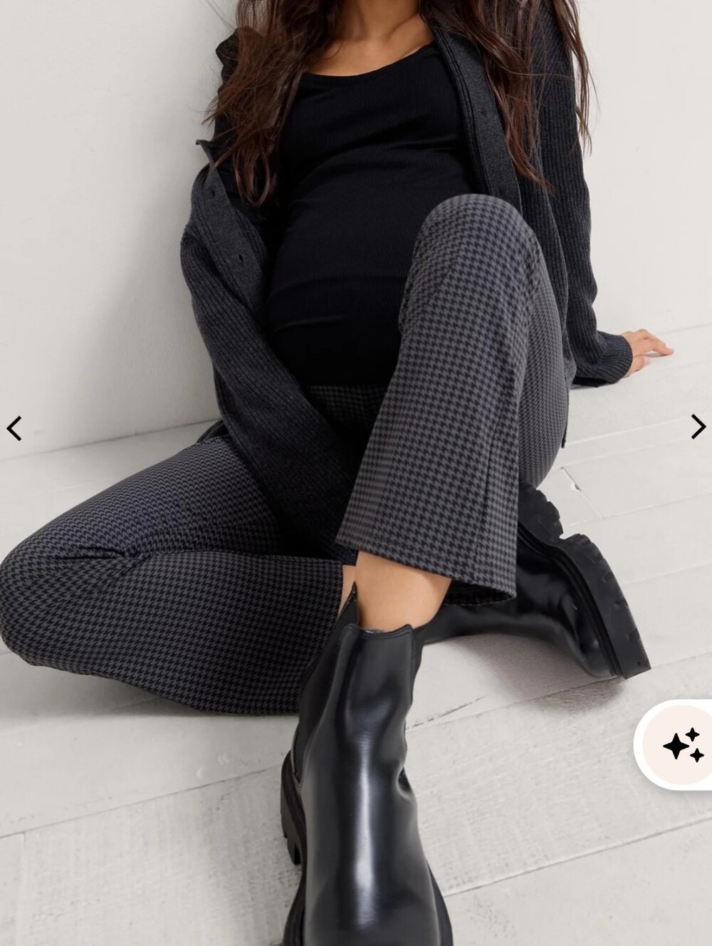 Hatch Maternity Houndstooth Crop Flare Leggings Sizr Medium - Picture 4 of 7